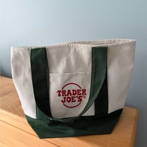 Trader Joe's Mini Canvas Tote Bag in Natural and Dark Green